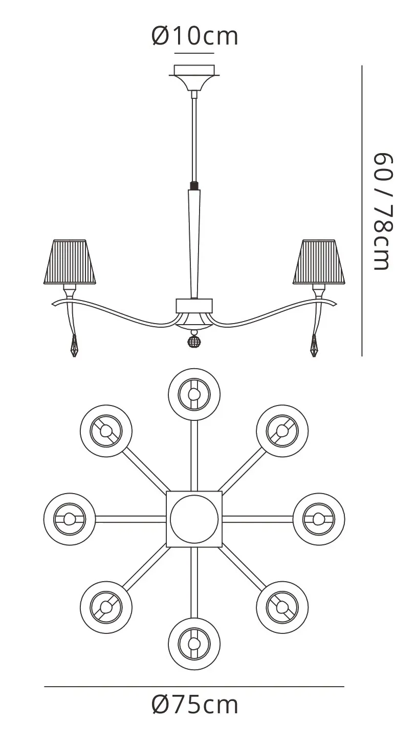 Siena Polished Chrome Crystal Ceiling Lights Mantra Shaded Crystal Fittings